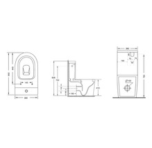 Technický nákres stojícího WC s rozměry