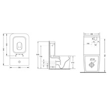 Technický nákres stojícího WC s rozměry