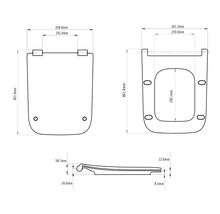 Technický nákres WC sedátka s rozměry