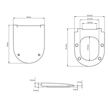 Technický výkres WC sedátka s rozměry
