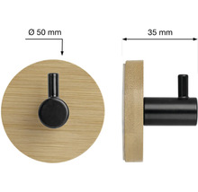 Nástěnný hák z bambusu, průměr 50 milimetrů, hloubka 35 milimetrů