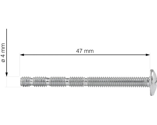 Šroub s rozměry průměr 4 mm, délka 47 mm