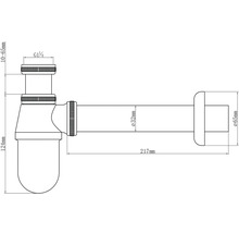 Technický nákres sifonu s rozměry