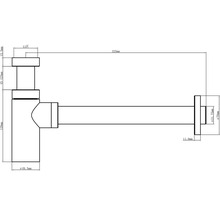 Technický výkres sifonu s rozměry