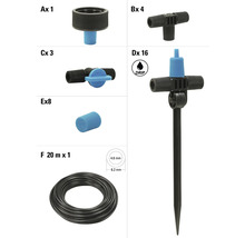 Komponenty pro kapkovou závlahu v sadě