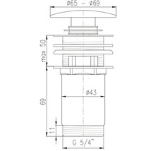 Technický nákres výpustného ventilu s rozměry