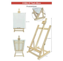 Dřevěný stolní malířský stojan, vhodný pro plátna do maximální velikosti 44 x 60 cm, maximální výška 80 cm