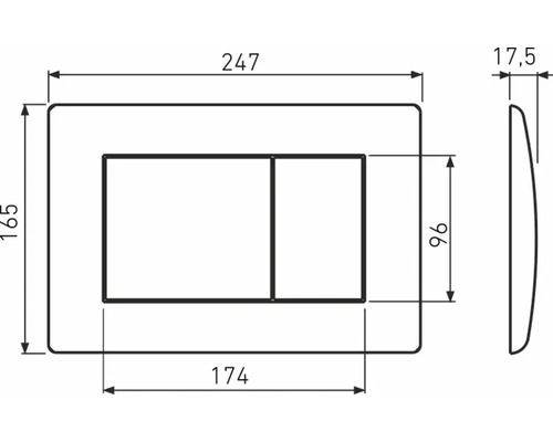Technický výkres ovládací desky s rozměry