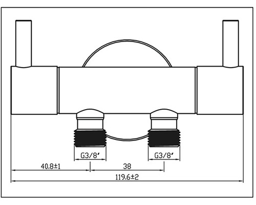 Technický výkres armatury s rozměry