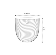 Schéma květináče Elho s rozměry 29,5 cm v průměru a 25,3 cm na výšku