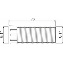 Technický výkres šroubu o rozměrech 98 milimetrů délky a průměru G 1 palec