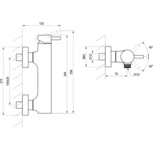 Technický výkres armatury s rozměry
