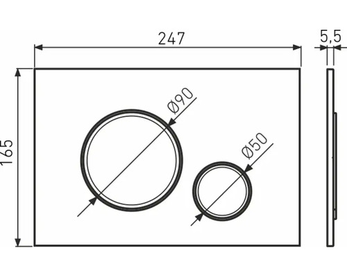 Technický výkres ovládacího panelu s rozměry