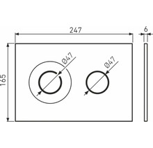 Technický nákres s rozměry 247, 165 a 6 a dvěma otvory o průměru 47 milimetrů.
