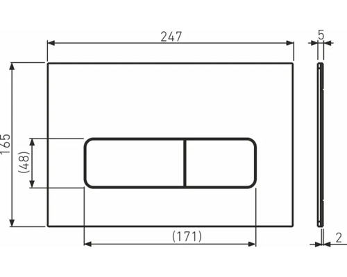 Technický nákres ovládacího tlačítka s rozměry