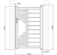 Technický výkres zahradní branky s rozměry