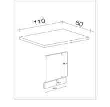 Technický výkres nábytkového prvku s rozměry