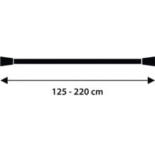 Výsuvná tyč o délce 125 až 220 cm.