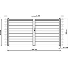 Výkres zahradní branky s údaji o šířce a výšce