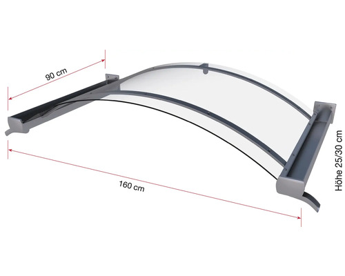 Stříška o rozměrech 160 cm šířka, 90 cm hloubka a 25/30 cm výška