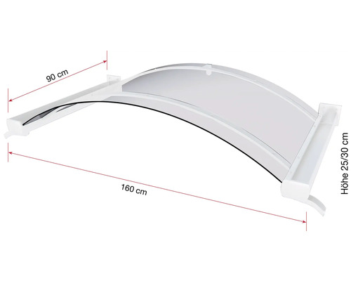 Stříška s rozměry 160 x 90 centimetrů a výškou 25 až 30 centimetrů.