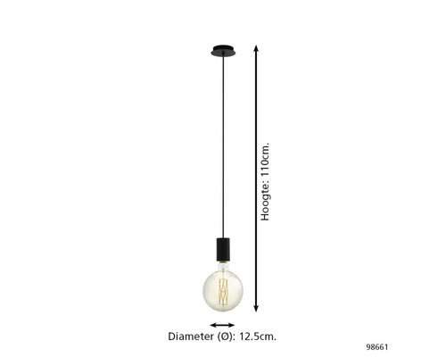 Závěsné svítidlo, výška 110 cm, průměr 12,5 cm