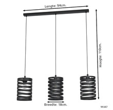 Závěsné svítidlo se třemi světly, délka 94 cm, šířka 18 cm, výška 110 cm