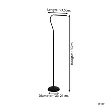 Obrázek stojací lampy o rozměrech délka 53,5 cm, výška 130 cm a průměr 21 cm.