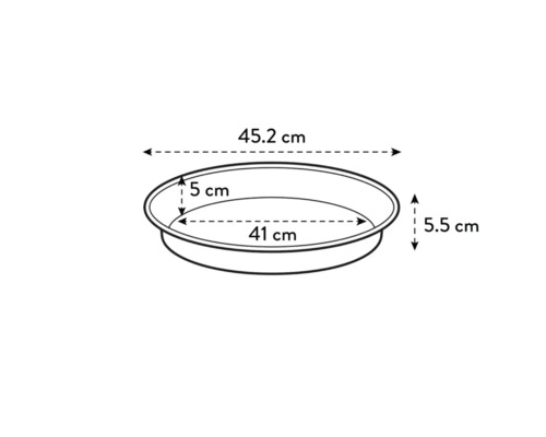 Nákres podmisky s rozměry 45,2 cm délka, 41 cm šířka a 5,5 cm výška