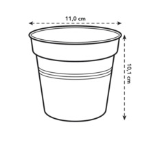 Obrázek květináče o průměru 11,0 cm a výšce 10,1 cm.