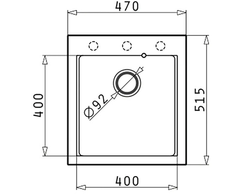 Technický výkres dřezu s rozměry