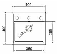 Technický výkres dřezu s rozměry