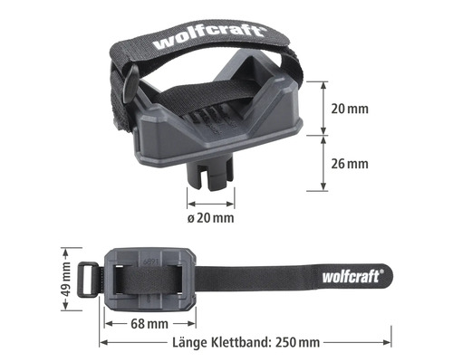 Wolfcraft držák vrtačky s suchým zipem a rozměry