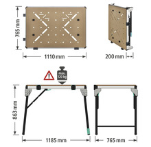 Technický nákres pracovního stolu s rozměry