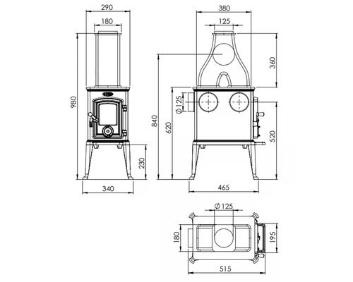 Technický nákres kamen s rozměry