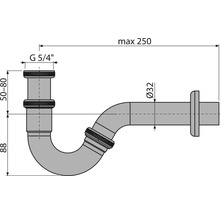 Technický nákres sifonu s rozměry