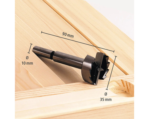 Sukovník na dřevě s rozměry: průměr 35 milimetrů, průměr stopky 10 milimetrů, celková délka 90 milimetrů.