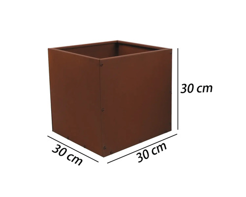 Čtvercový květináč o rozměrech 30 x 30 centimetrů.
