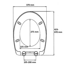 Technický nákres WC sedátka s rozměry
