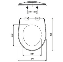 Technický výkres WC sedátka s rozměry