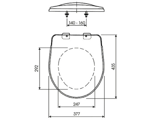 Technický výkres WC sedátka s rozměry