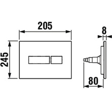 Technický nákres ovládacího tlačítka s rozměry
