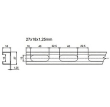 Technický výkres C-profilu o rozměrech 27x18x1,25 milimetrů