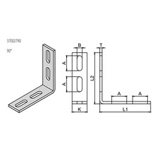 Technický výkres úhelníku s rozměry