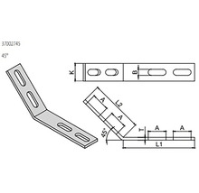 Technický výkres úhelníkové spojky s rozměry