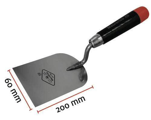 Zednická lžíce o rozměrech 200 krát 60 milimetrů.