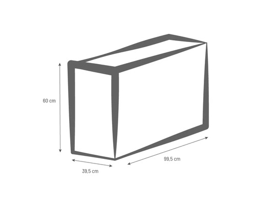 Obrázek s rozměry: výška 60 cm, hloubka 39,5 cm, délka 99,5 cm