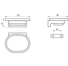 Technický nákres držáku mýdla s rozměry