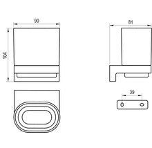 Technický výkres držáku na kelímek na zubní kartáčky s rozměry