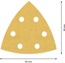 Trojúhelníkový brusný papír se šesti otvory, 93 milimetrů
